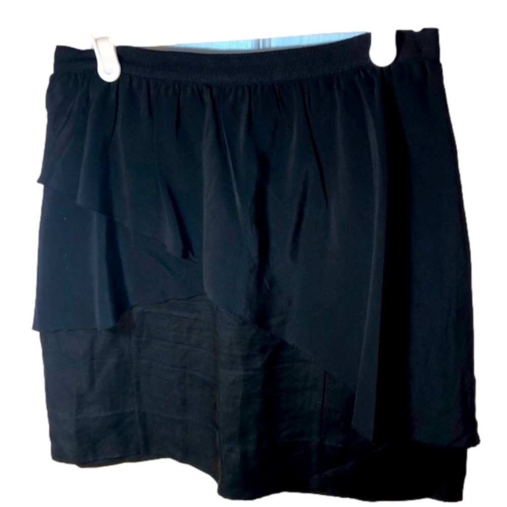 Wilfred Aritzia Black Linen Blend Layered Mini Skirt Size 6